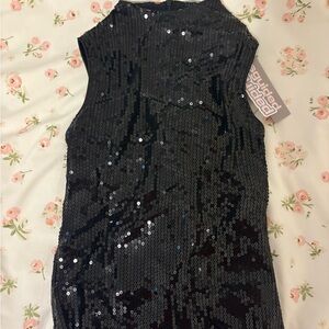 NWT Black Sequin Sleeveless Top